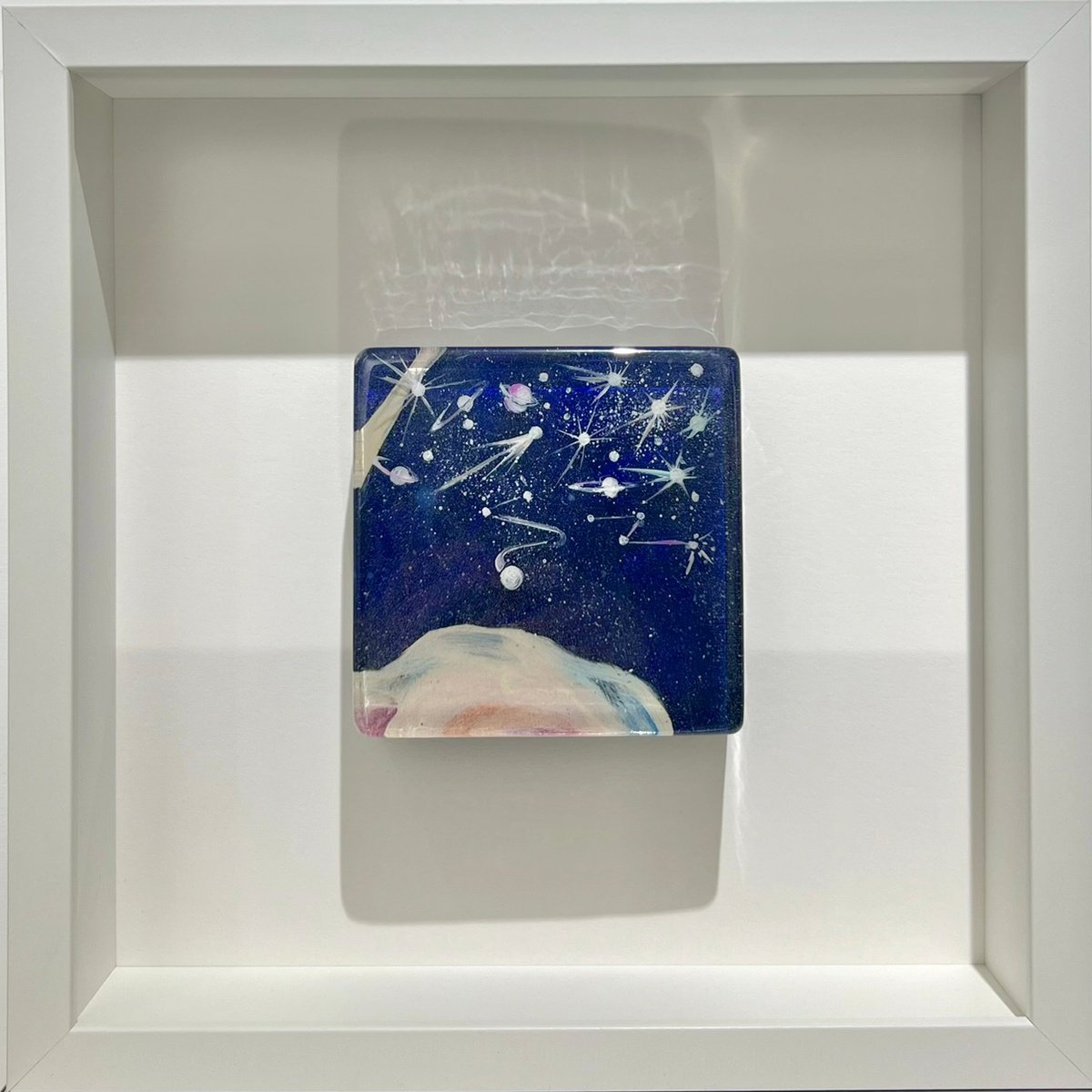 Abstract Landscape Painting By Marjan Fahimi, 10 X 10", The Starry Night - 3, Original Artwork