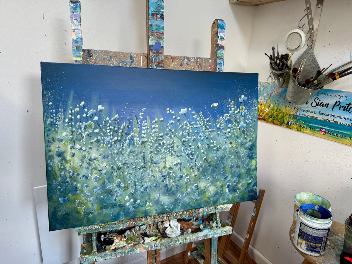 Expressive Landscape Acrylic Painting By Emma Sian Pritchard, 30 X 20, Twilight, Original Artwork