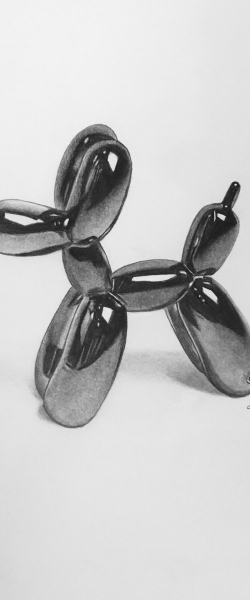 Graphite balloon dog by Amelia Taylor