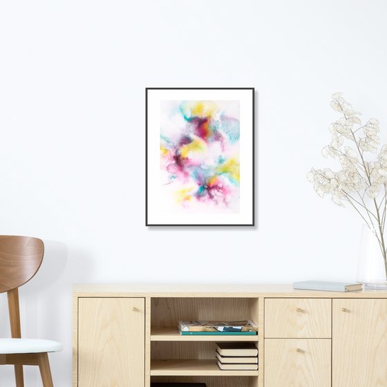 Abstract floral watercolor painting "Rainbow flowers"