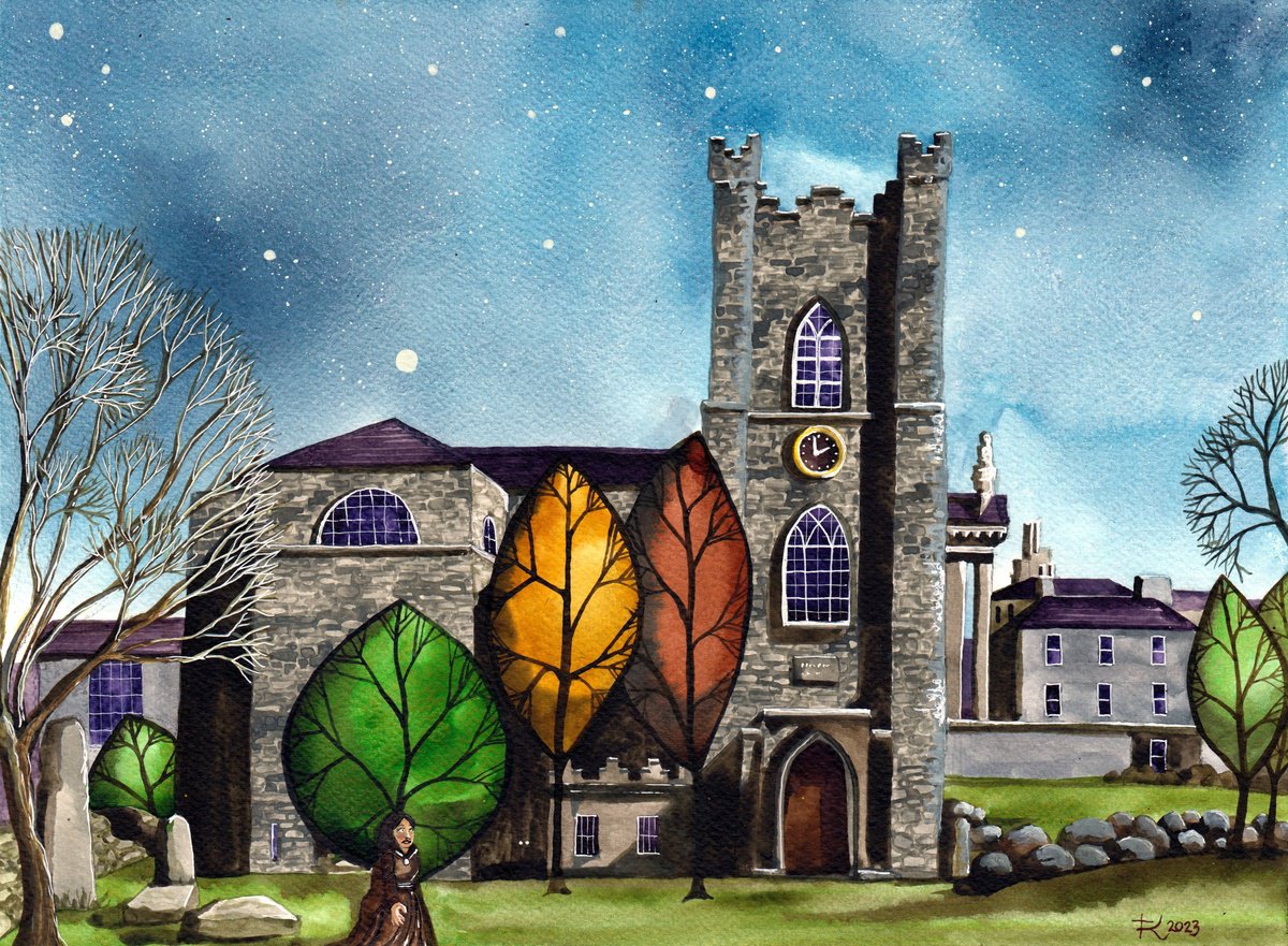 Illustrative Cityscapes Painting By Terri Smith, 16 X 20", St Audoen