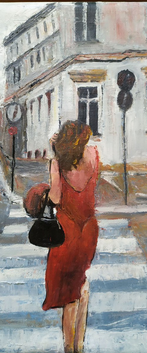 The woman with red dress by Maria Karalyos
