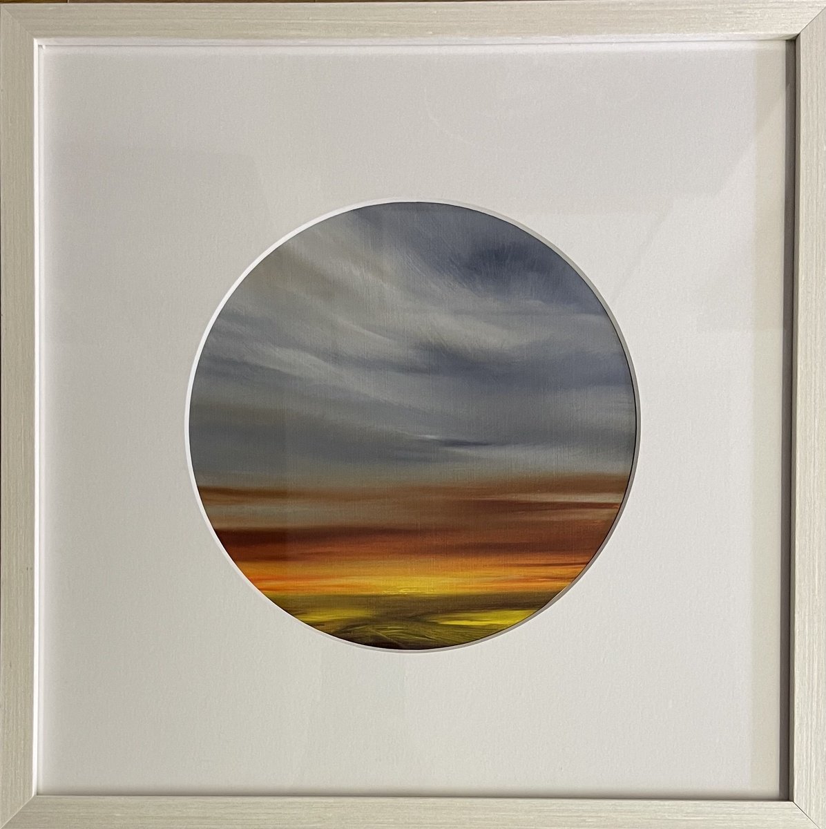 Impressionistic Landscape Oil Painting By Daiva Karaliute, 14 X 14, Study Of Sunset, Original Artwork