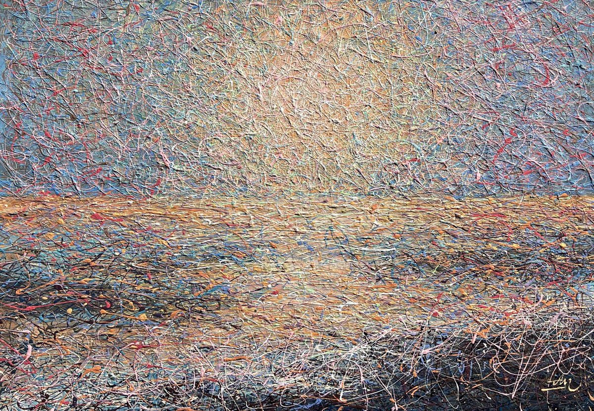 Impressionistic Landscape Acrylic Painting By Nadiia Antoniuk, 59 X 39", Sky Of Light, Original Artwork