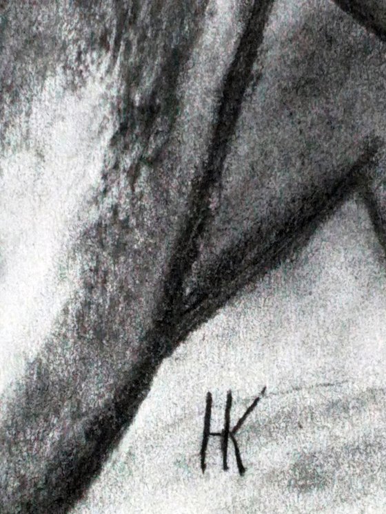 Woman Nude Charcoal Art