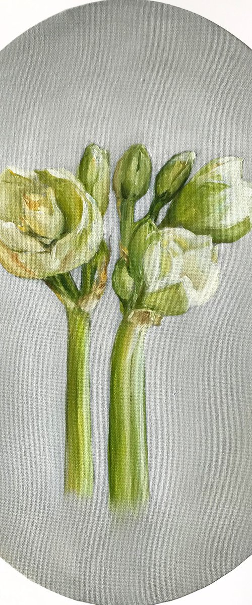 Oil painting on oval canvas "Song of Spring" 30*40 cm by Irina Ivlieva