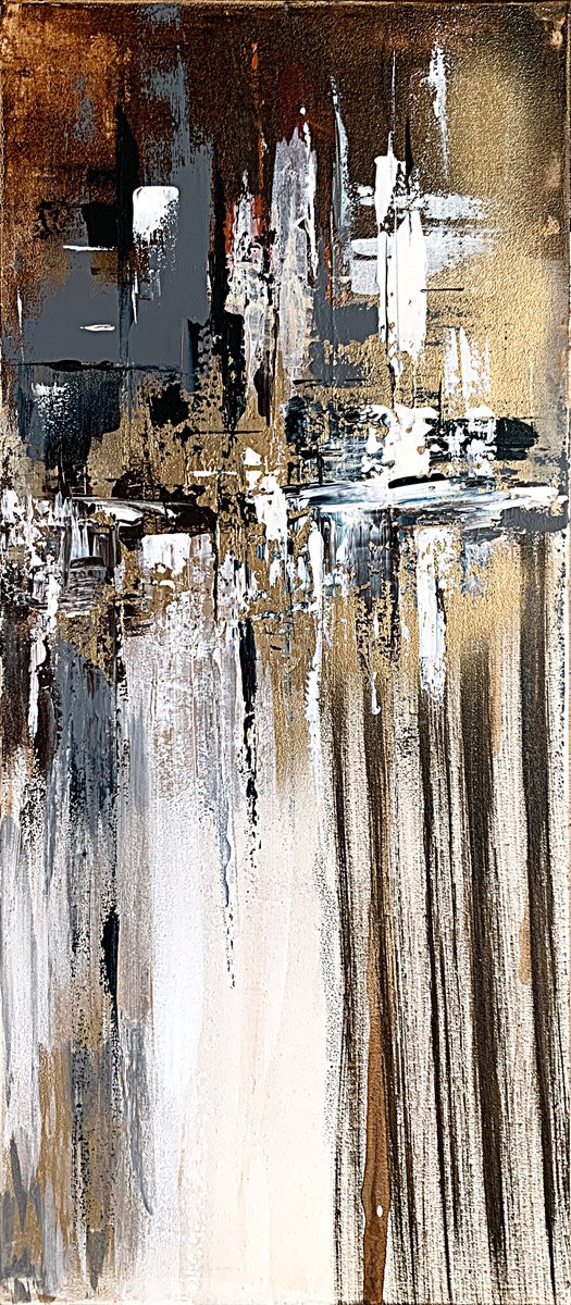 Golden Vertical Fragments By Tatiana Malinovscaia, 12 X 28, Artwork For Sale On Artfinder