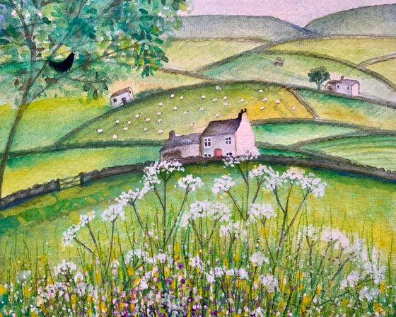 Landscape “Buttercup Cottage” watercolour landscape