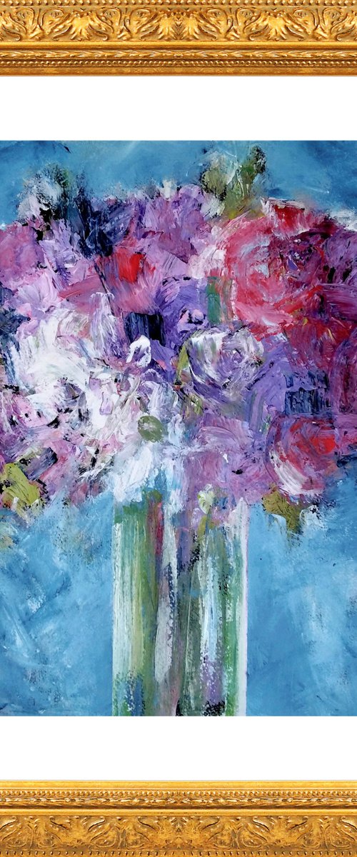 Bouquet on Blue V by Jan Rippingham