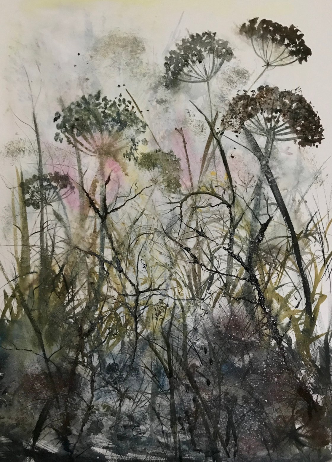 Original art monoprint created outlet using hedgerow plants from the English countryside