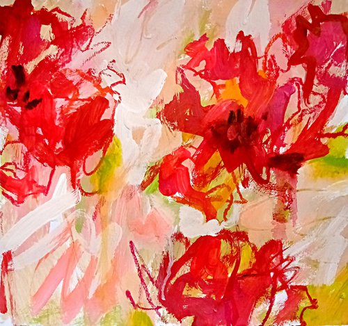 Abstract Red tulips#3/2022 by Valerie Lazareva