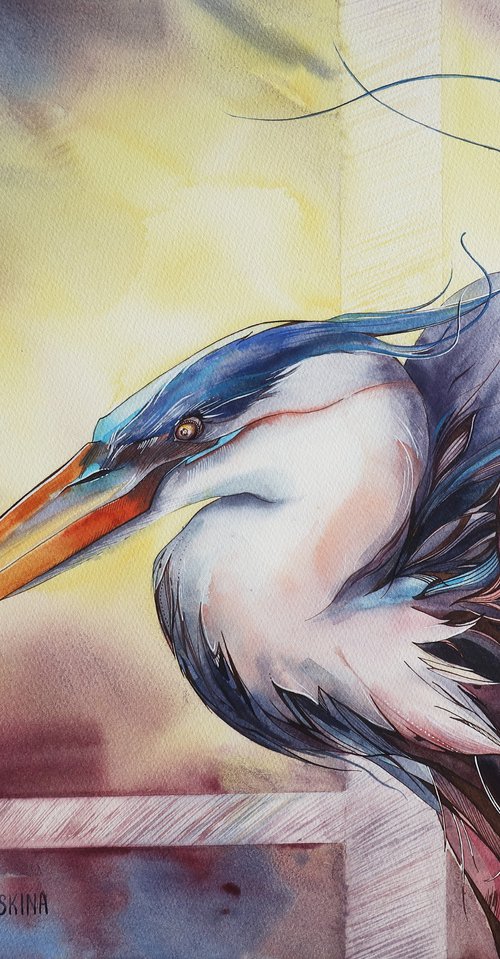 Blue heron. Commission for James. by Alla Vlaskina