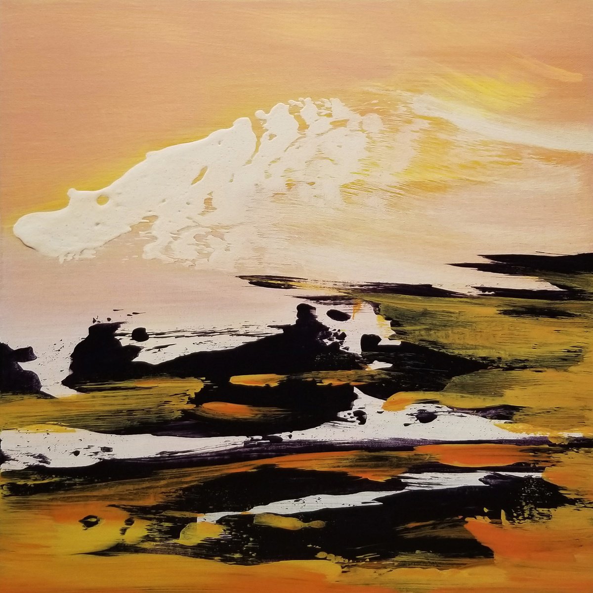 Organic Landscape Acrylic Painting By Chris Carbone, 16 X 16, It Is A Mystery, Original Artwork