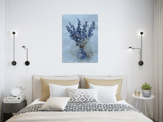 Delphinium in vase. 30in.x22in