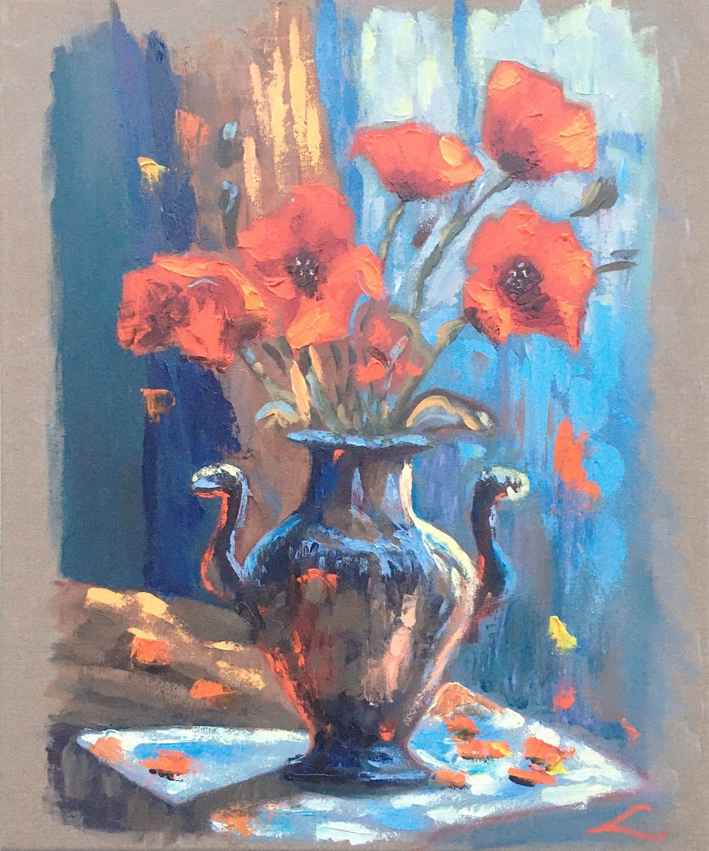 Vivid Red Poppies By Elena Sokolova, 20 X 24, Artwork For Sale On Artfinder