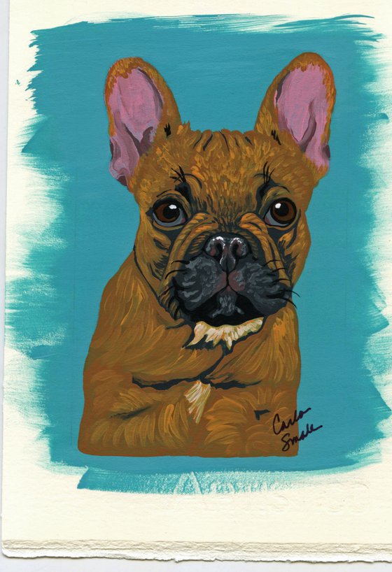 Original Miniature Painting French Bulldog Pet Dog Art-Carla Smale