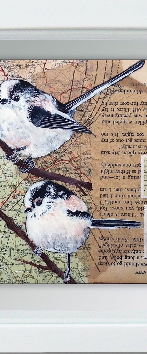 Long tailed tits - Ornithology #10 - Framed ready to hang original painting by Carolynne Coulson
