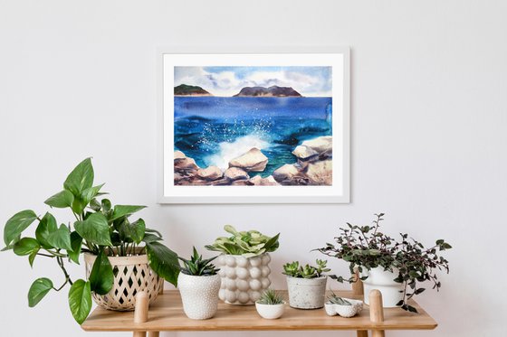 Mediterranean sea - original seascape watercolor