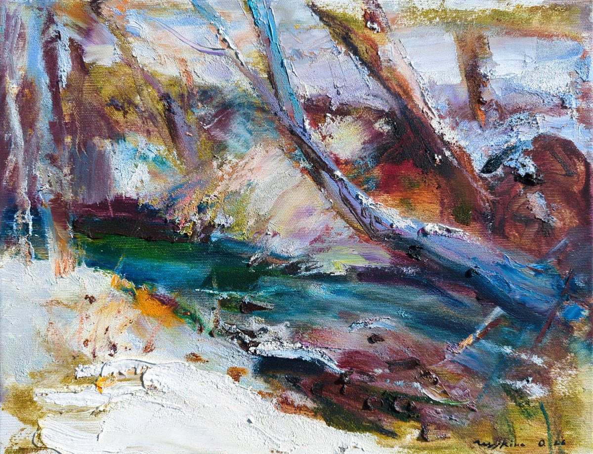 Winter Stream By Helen Shukina, 16 X 12, Artwork For Sale On Artfinder