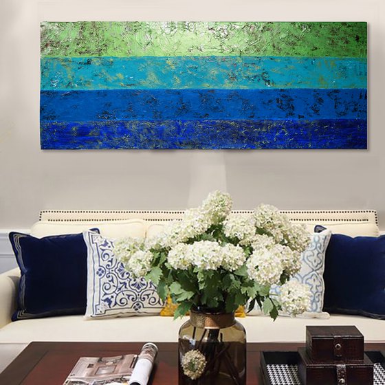 Blue & Green Stripes / 152 cm x 60 cm