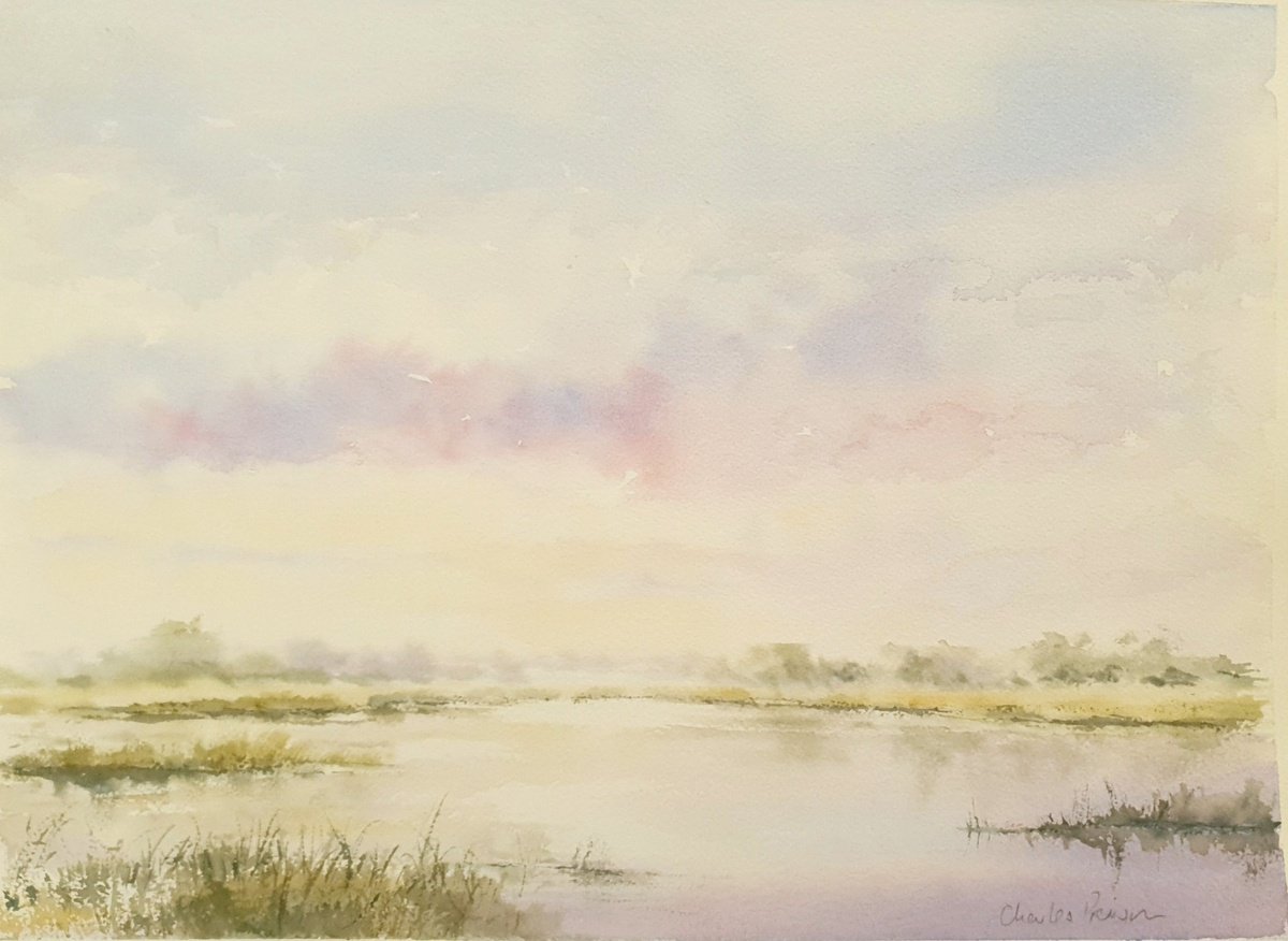 Impressionistic Watercolour , Sky Reflections By Charles Pierson, 15 X 11, Artwork For Sale On Artfinder