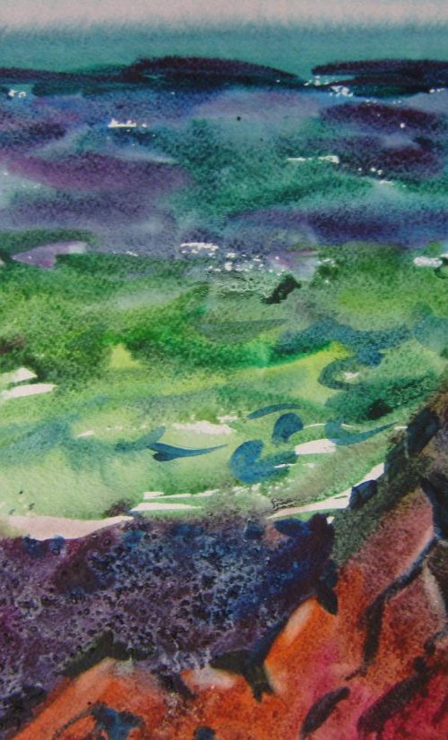 Seascape, watercolor painting 45x32 cm by Valentina Kachina