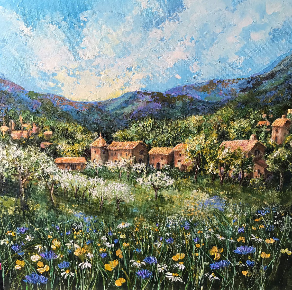 Springtime in Provence -landscape painting by Colette Baumback