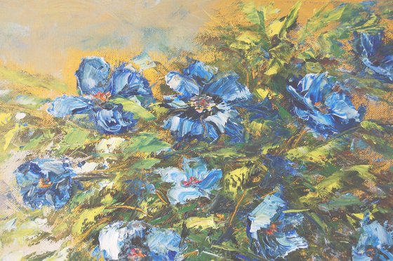 Flowers in blue