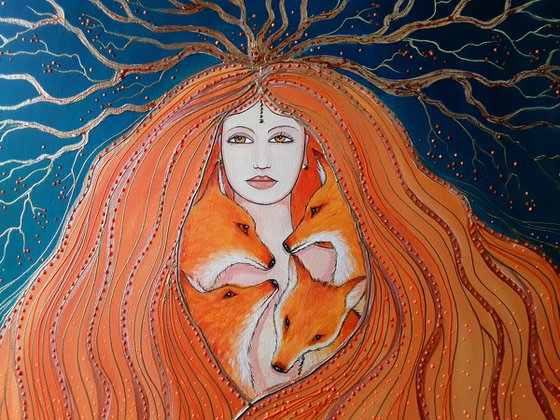 Fox Goddess - Goddess Art - Fox Painting - Mystical Art - Pagan Art - Goddess