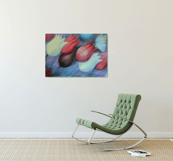 Tulips and Butterfly