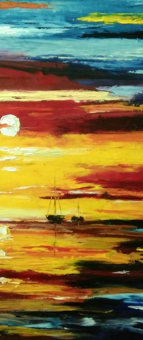 Colorful sunset, 70x70 by Anastasiia Novitskaya