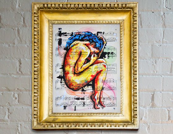 Time Lapse - Collage Art on Real Vintage Sheet Music Page
