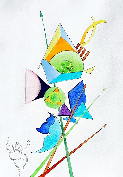 Sword lily 2 - abstract painting inspired by Kandinsky by Natasha Sokolnikova
