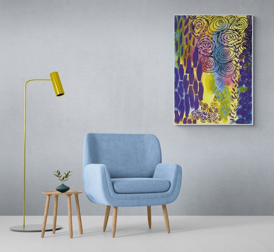 VERY PERI AND YELLOW ABSTRACT - Large Abstract Giclée print on Canvas - Limited Edition of 25 Artwork