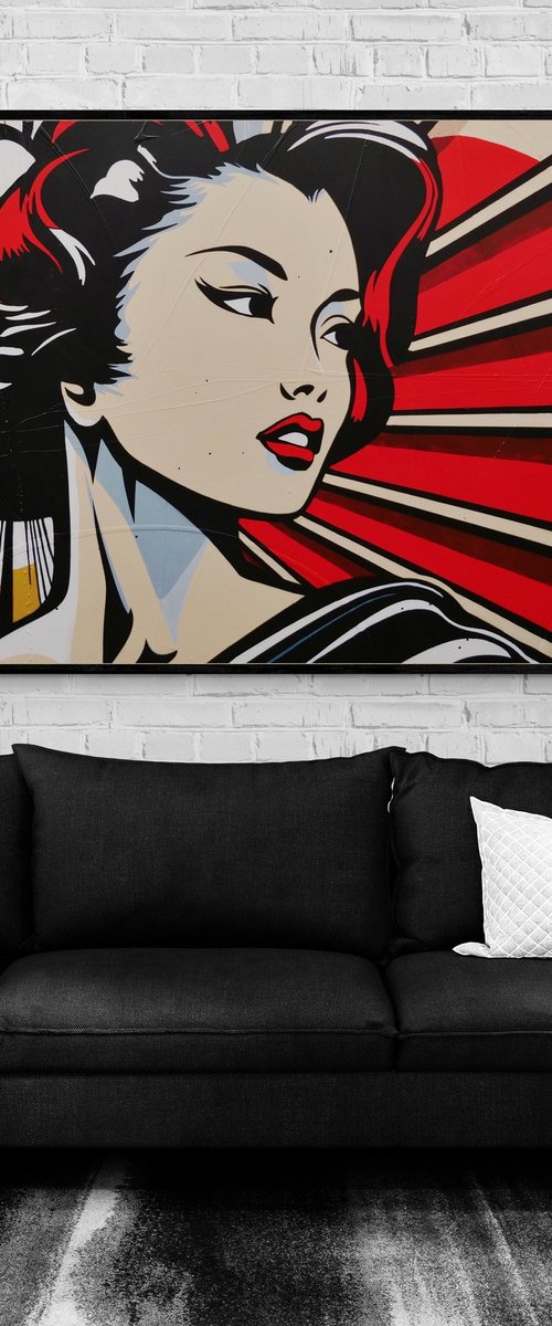Akane 190cm x 100cm Textured Urban Pop Art by Franko