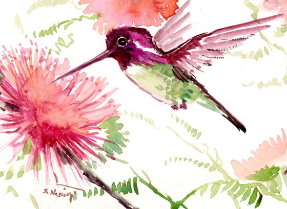 Hummingbird and Flowers
