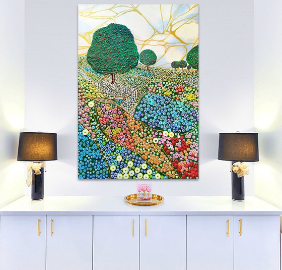 Garden with apple trees