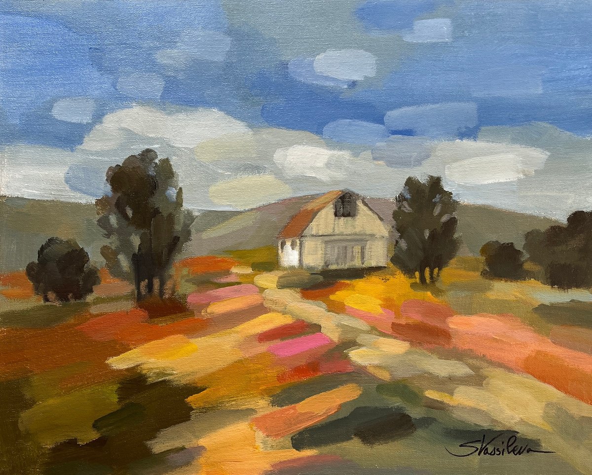  Farm By The Hills By Silvia Vassileva, 20 X 16, Artwork For Sale On Artfinder