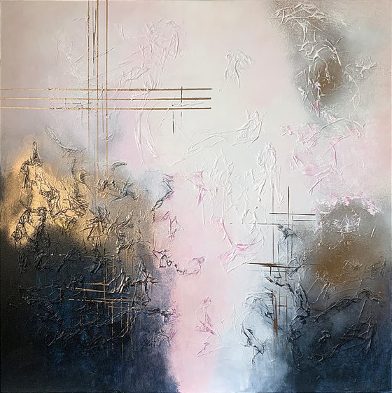 Indigo pink gold textured