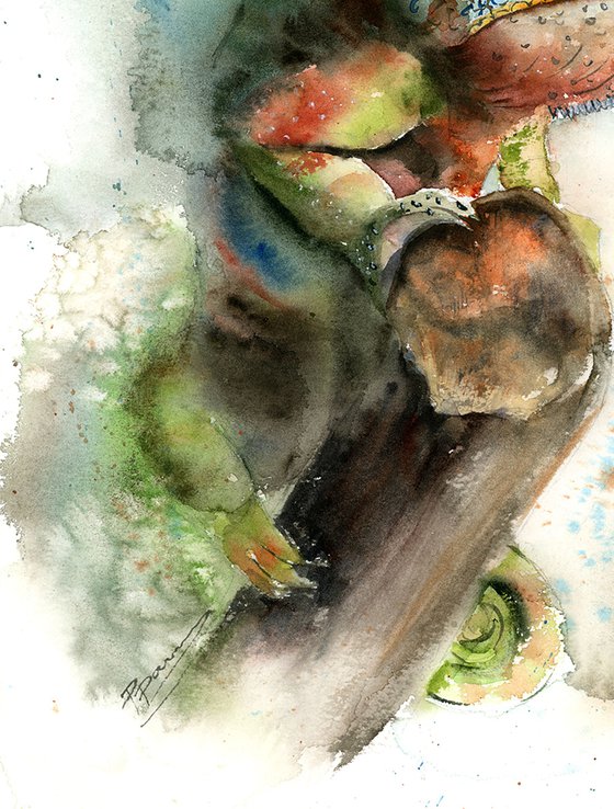 Chameleon - Original Watercolor Painting