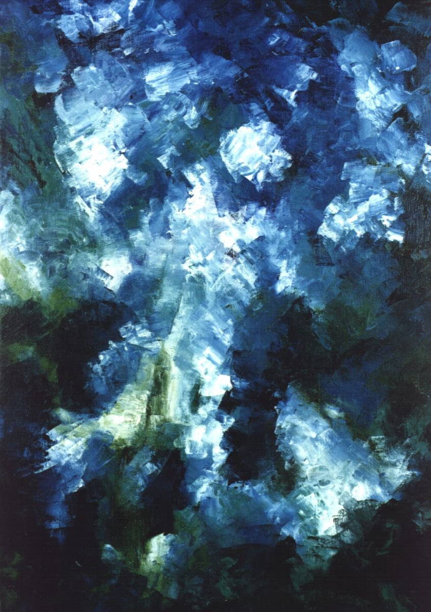 Abstract Landscape Oil Painting By Saroja Van Der Stegen, 24 X 31", Clouds (Ref#:95-25P), Original Artwork