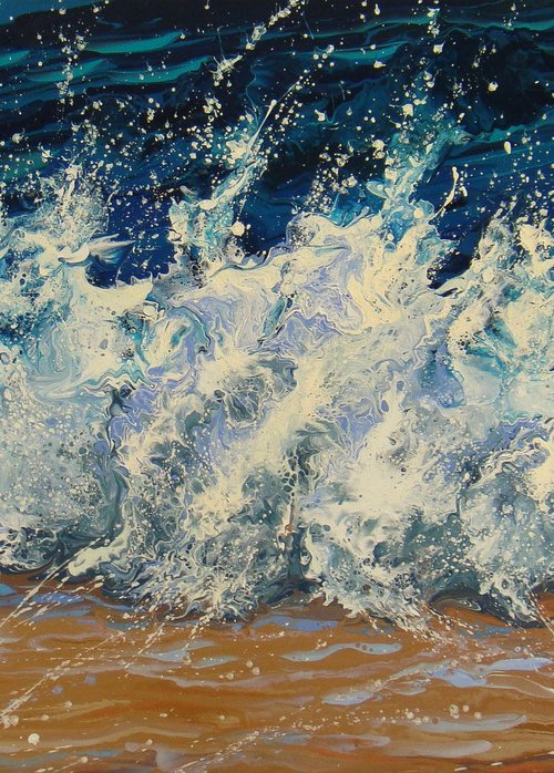 47.2” LARGE Seascape Painting “Waves” by Irini Karpikioti