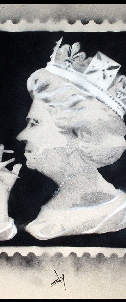 Spliff Queen 22 ( black on paper.) by Juan Sly