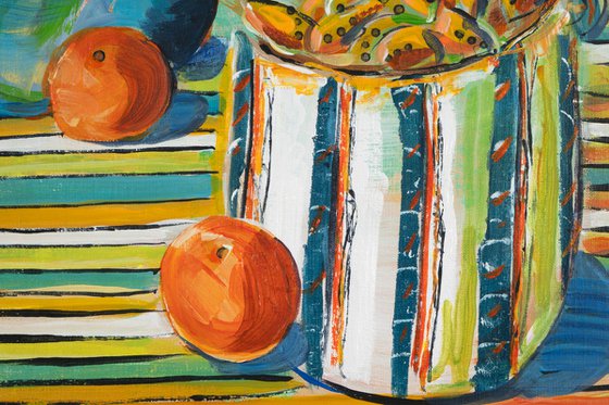 STILL LIFE ON STRIPES