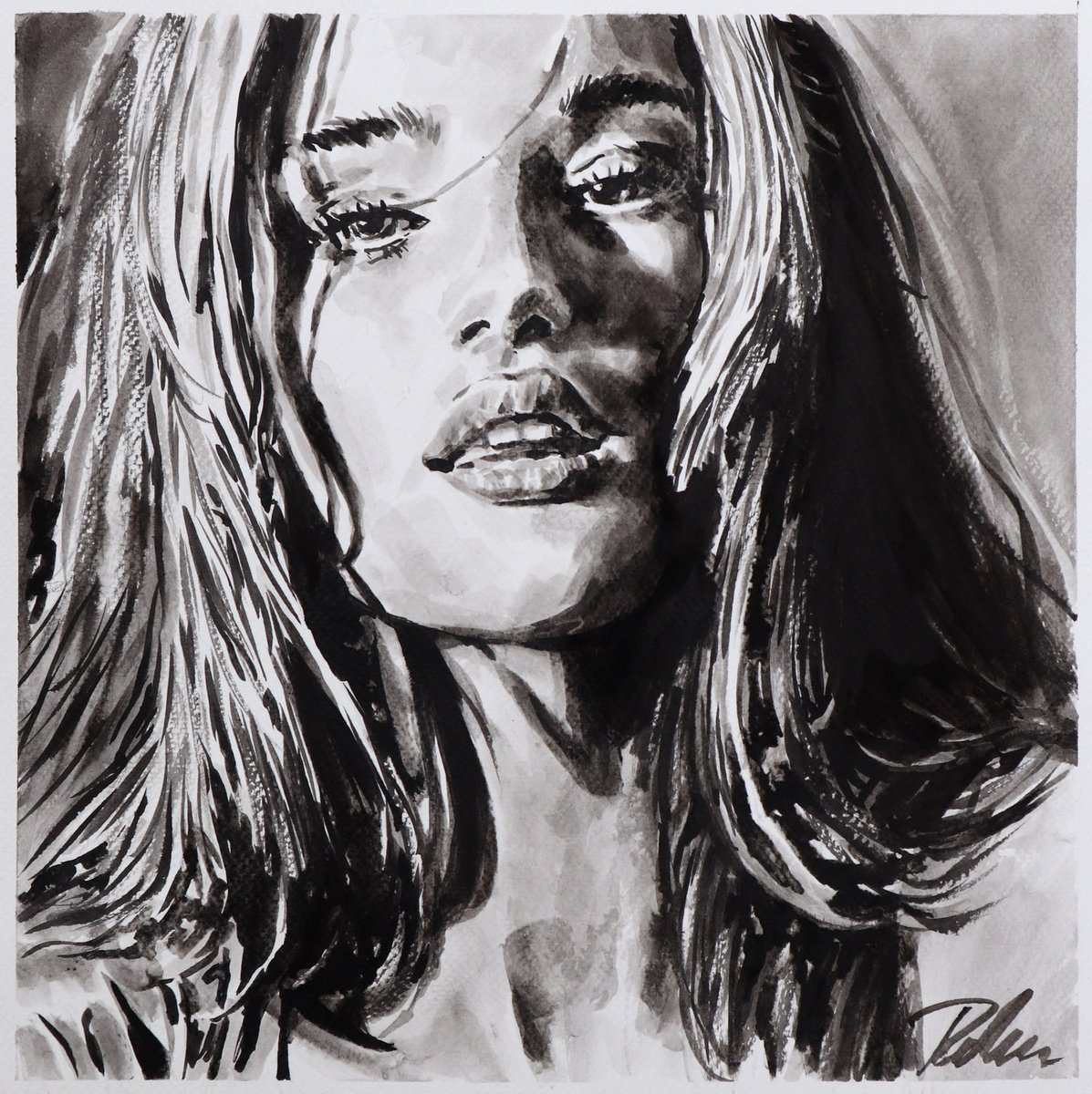 Urban And Pop Ink Drawing , Supergirl By Tashe, 12 X 12, Artwork For Sale On Artfinder