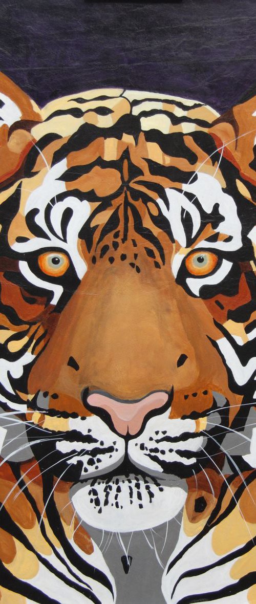 TIGER HEAD ON LEATHER by Marianne Nightingale