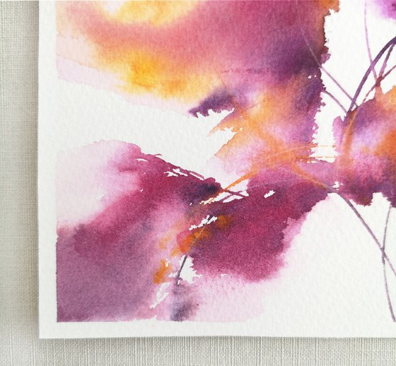 Mini painting with purple abstract flowers