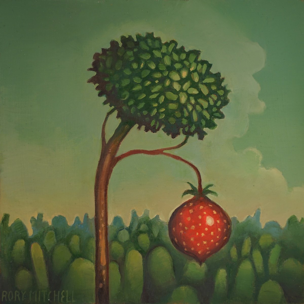 Naive Landscape Oil Painting By Rory Mitchell, 8 X 8", Love Til The End Of Time, Original Artwork