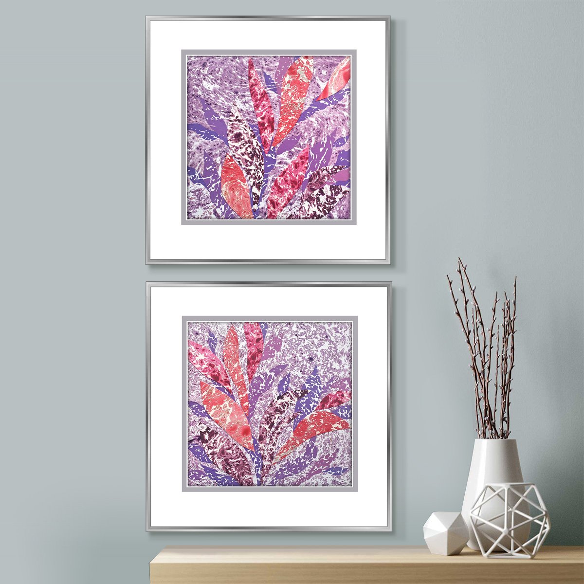 Lavender Tropics, Set Of 2 By Mariia Raskin, 20 X 10, Artwork For Sale On Artfinder