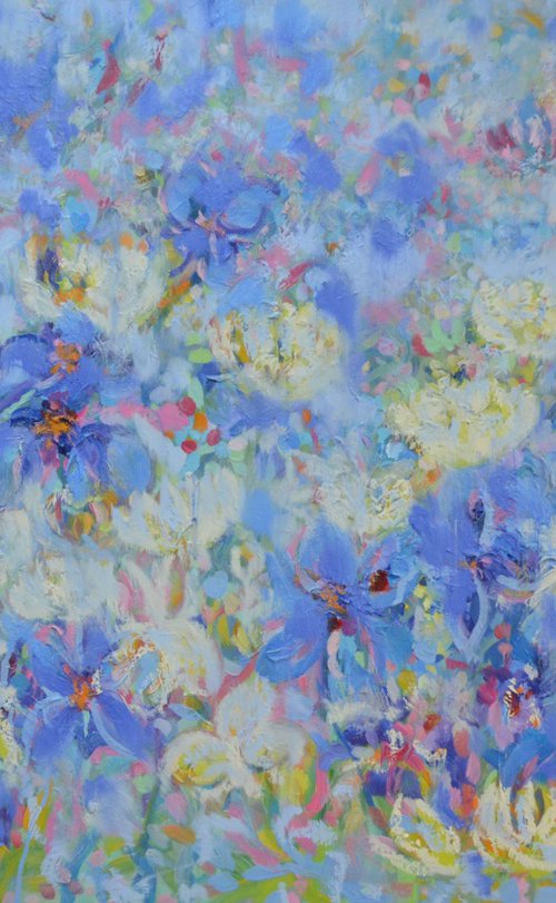 Violets and Peonies by Lesley Blackburn